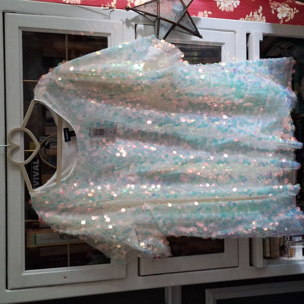 NWT sequin short sleeve top